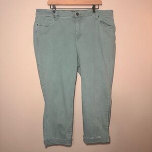 KUT from the Kloth Amy Crop Straight Leg Pants 18W Sage Frayed Hem